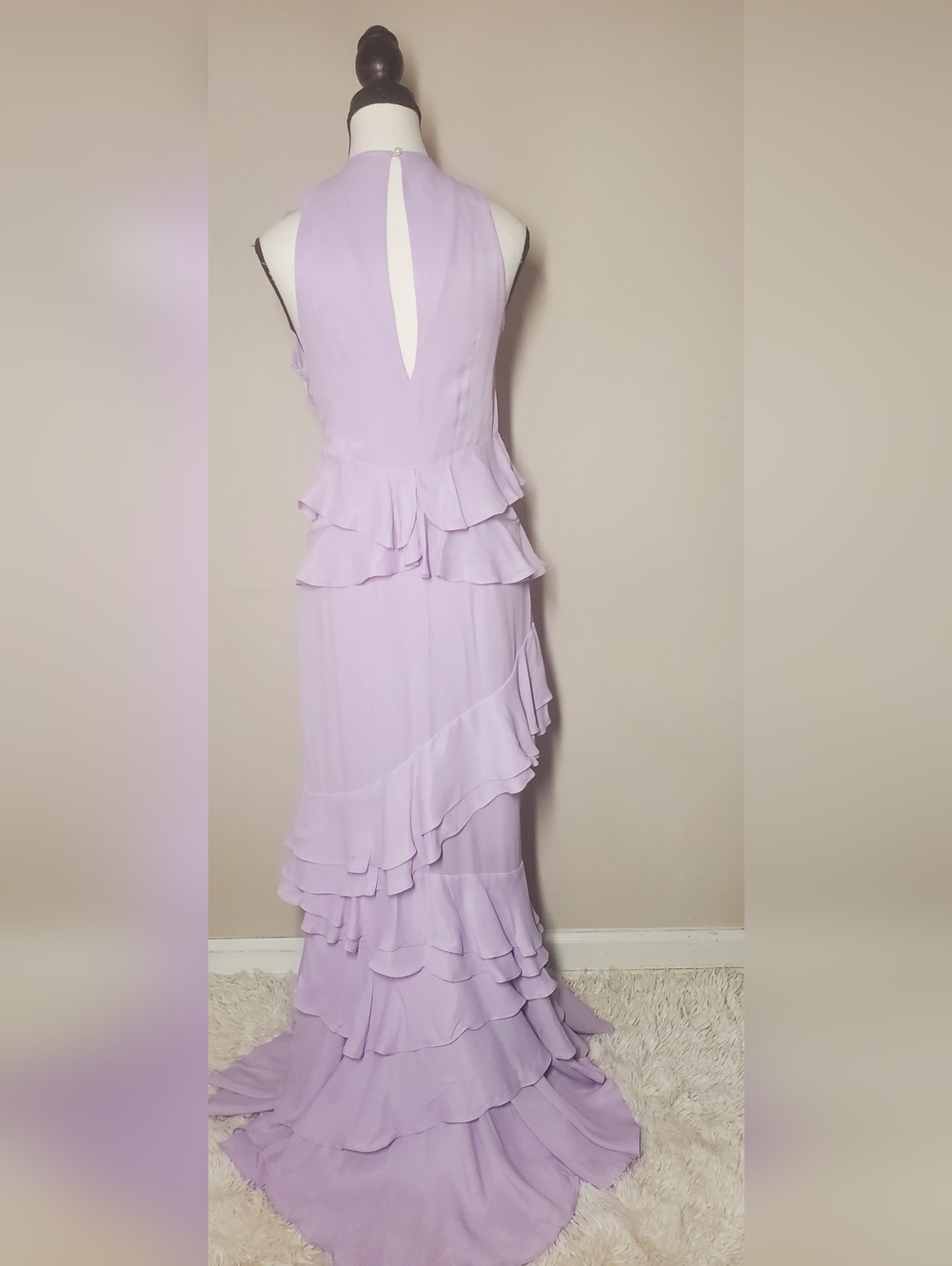 Anthropologie Let Me Be Femme Ruffled Lavender V-Neck Maxi Dress Size M - Picture 9 of 15